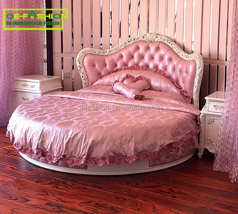 OE-FASHION cama redonda tamaño king real a la venta, nuevo modelo cama king size en china proveedor de cama