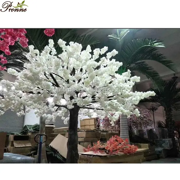 Árboles de flores de cerezo blanco para interiores de seda Artificial a la venta
