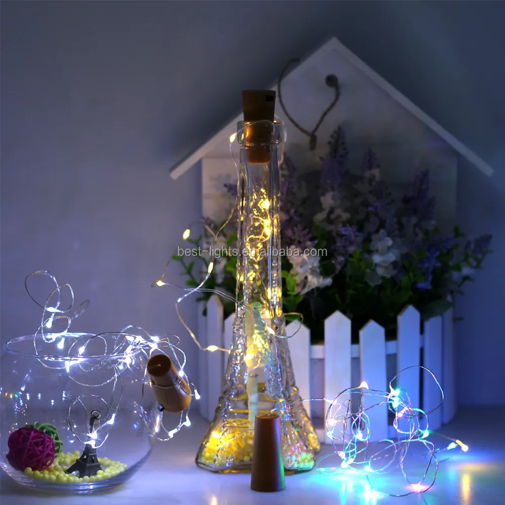 Garrafa de vinho rgb luzes kit de garrafa, forma de cortiça, descascar, 20led, fio de cobre, lâmpada corda