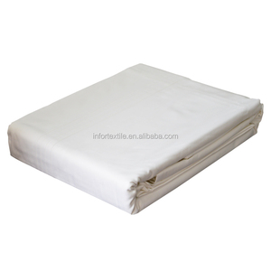 100% 棉双尺寸白色 300 线程计数 Sateen 平床单 - Product Image 2