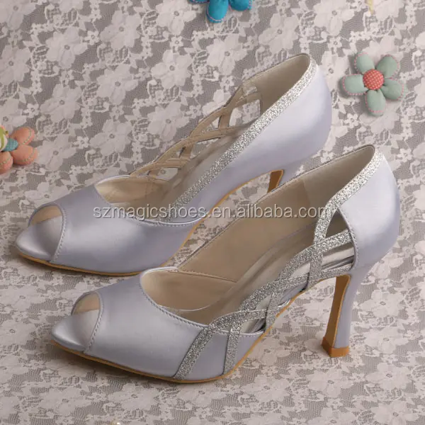 Zapatos de boda plateados para mujer fiesta