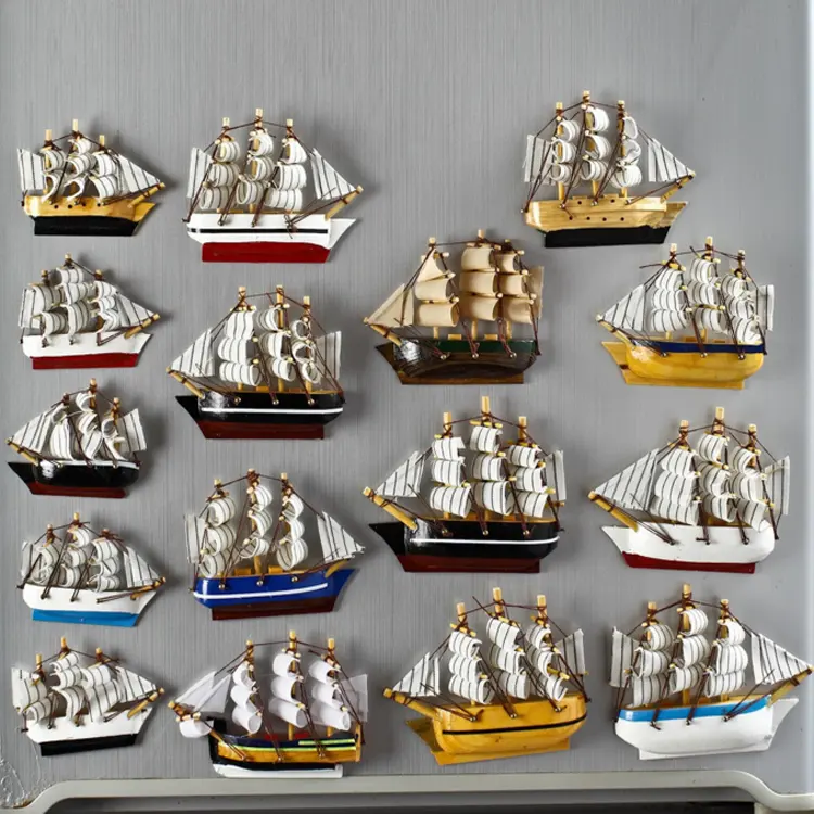 wooden crafts boat fridge magnets ship wood refrigerator magnet home decoration souvenir Sailing wooden Fridge sticker