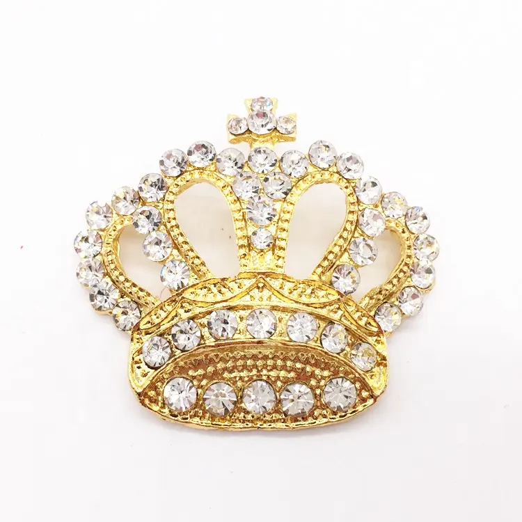 Vintage high fashion crystal gold crown tiara rhinestone brooch