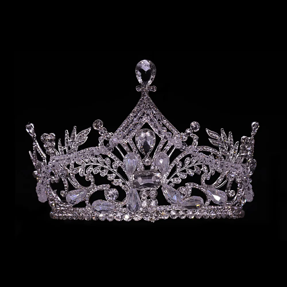 Diadème diadème cadeau de noël personnalisé, vente en gros, en cristal clair avec perles, couronne, spectacle, mariage