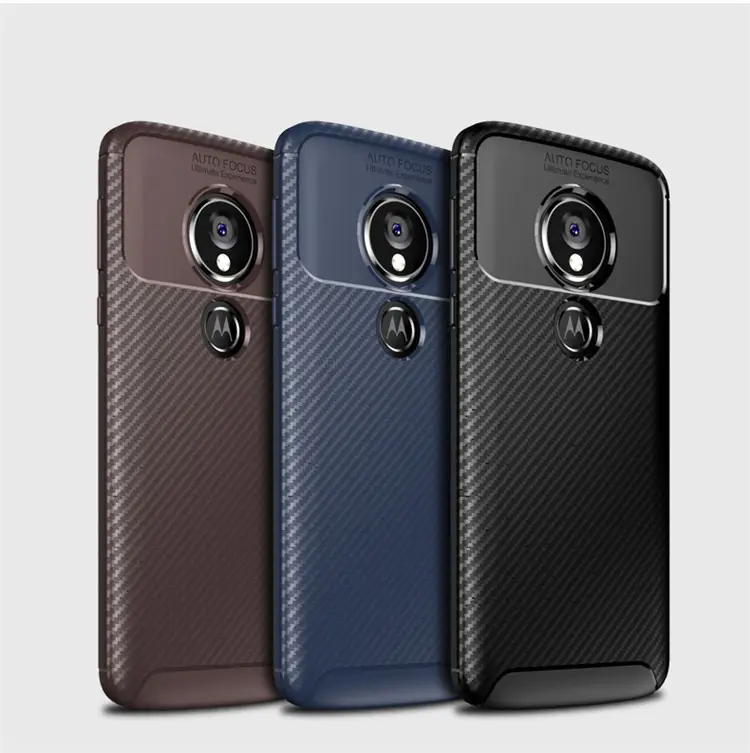 Carbon Fiber Soft Tpu Telefoon Case Voor Motorola Moto g6 Spelen e5 Cover