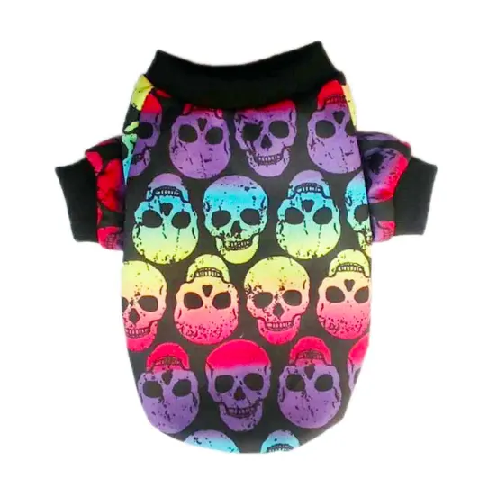 Ropa con capucha para perros y perros pequeños, disfraz de Halloween con calaveras para perros, gatos y cachorros, chaqueta, Yorkies, Otoño e Invierno