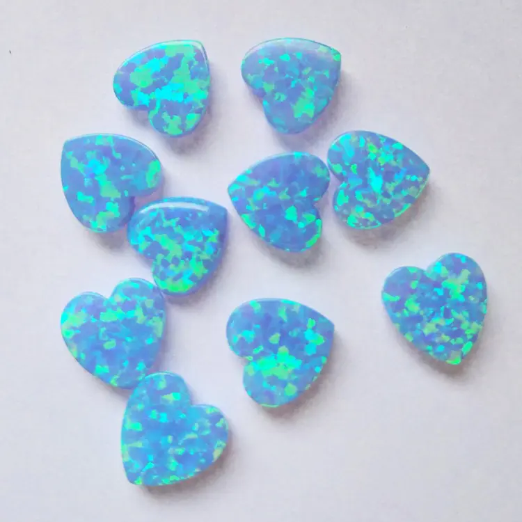 Belas jóias pedra op06 cor azul japonesa, opala 10x10mm formato de coração solto opala, pedra preciosa