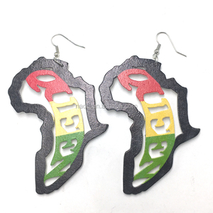 Wholesale Fashion <strong>Rasta</strong> African Queen Wooden Earrings - Product Image 2