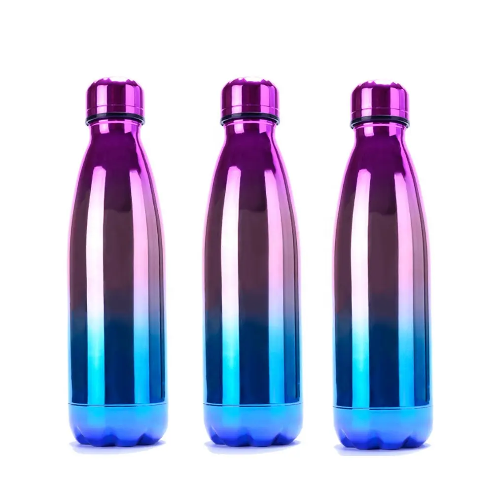Toptan açık spor içme paslanmaz çelik UV kaplama ile 500ml Cola su şişesi