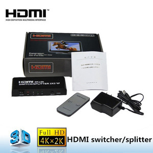 2X2 <strong>HDMI</strong> <strong>Switch</strong> Splitter 3D 4K <strong>2</strong> in <strong>2</strong> out with IR Remote Control Support 3D Full HD Video Format for DVD PS3 STB and Set Top Box - Product Image 2