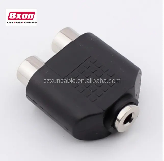 2 RCA Female to 3.5mm Stereo Female Jack y Splitter Audio Cable connectors