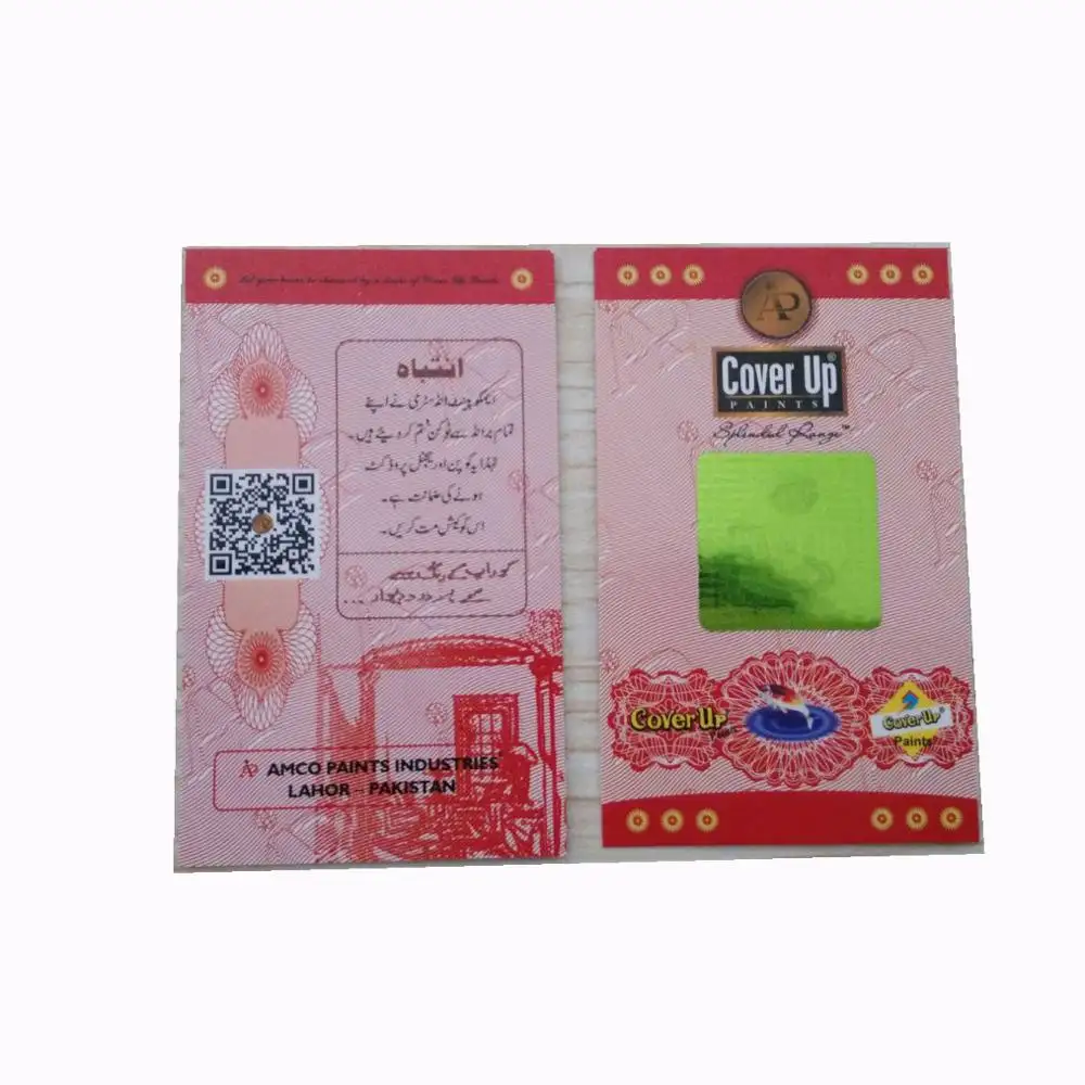 Custom security scratch code hologram paper /plastic card