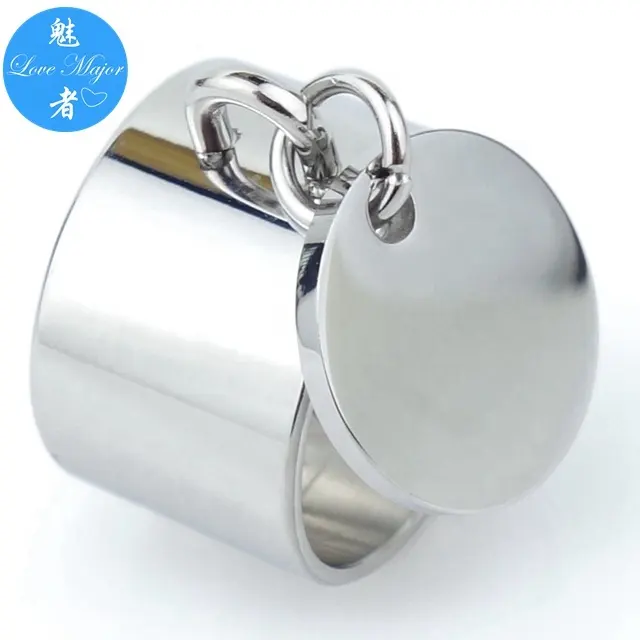 14mm circle charm stainless steel ring France women