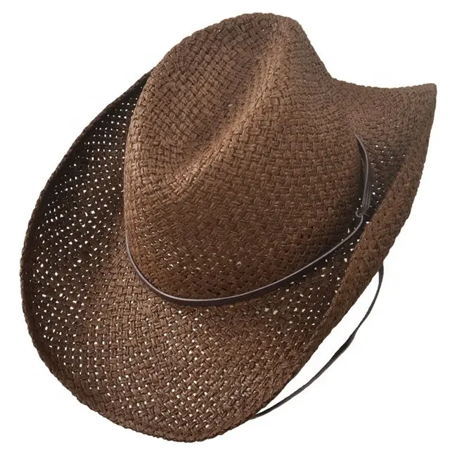 Sombrero de paja para hombre y mujer, estilo occidental, para playa, Verano