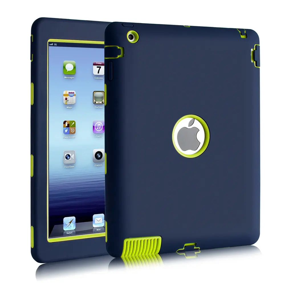 PC + silicone tablet blu Patchwork colore aereo robot bambini custodia posteriore per iPad