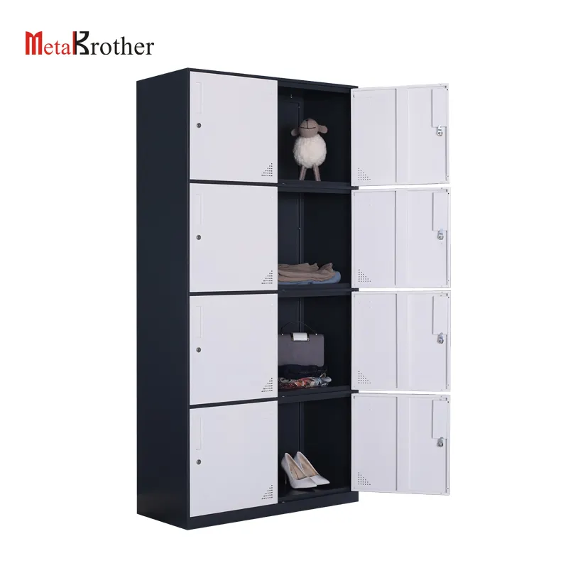 Casier en métal de 9 à 8 portes pour enfants, armoire de rangement en acier de haute qualité, Style garde-robe, meuble de change