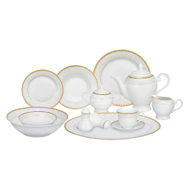 Chaozhou-Juego de cena de porcelana china de hueso fino inglés, el mejor y elegante, 65 Uds., 61 Uds.