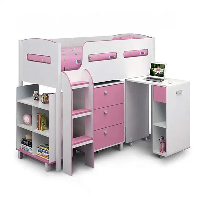 Factory Direct Cheap Price Latest New Design Wooden Children Bunk Bed with Desk
