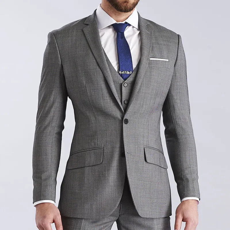 Traje Formal gris para hombre, traje de negocios de diseño para boda, nuevo estilo