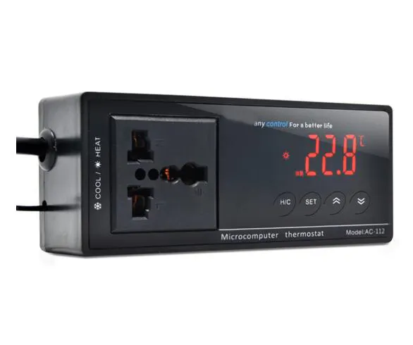 Numérique Reptile Thermostat avec Prise US Prise Universelle SUR MARCHE/ARRÊT Régulateur Régulateur De Température AC-112 110V16A 16-40C