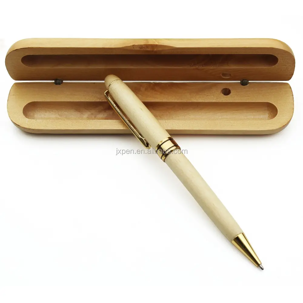 Sıcak satış promosyon lüks oyulmuş ahşap tükenmez kalem kalem hediye kutuları durumda ahşap kalem seti