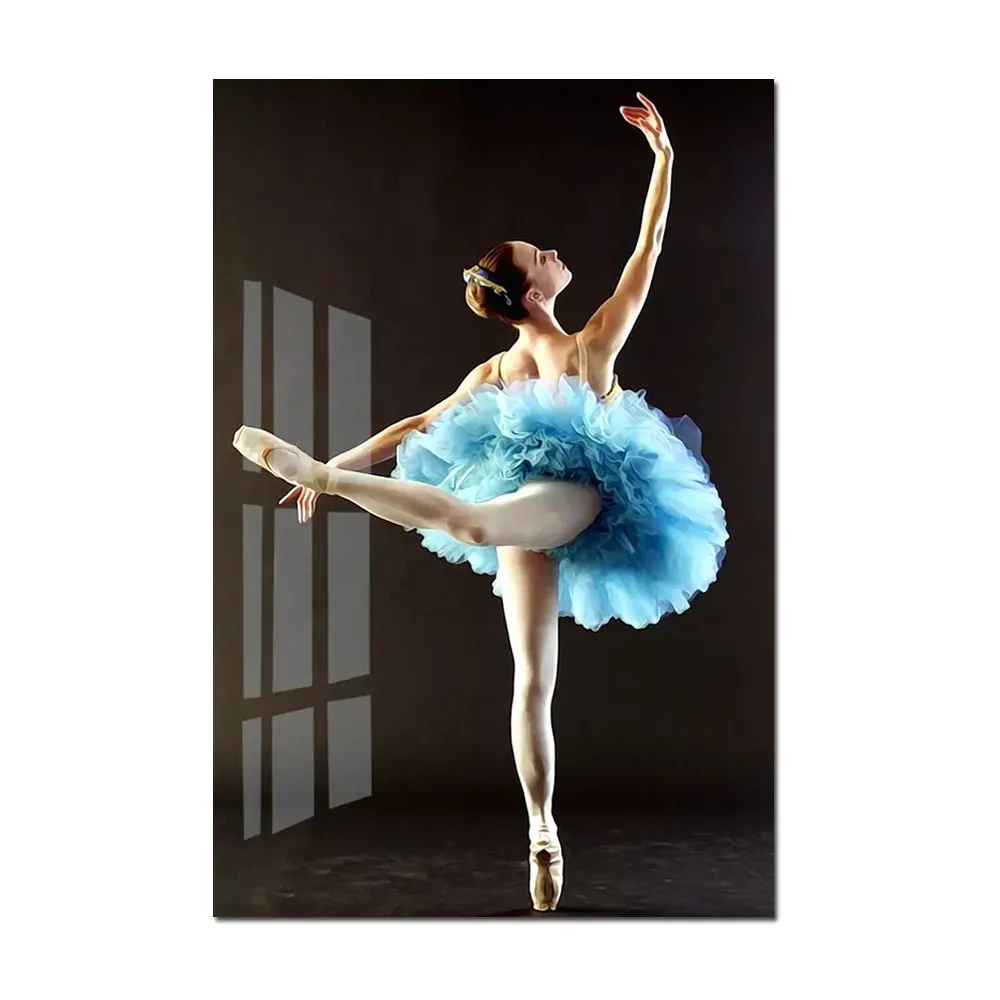 New design ballet dancer home decorative wall glass painting