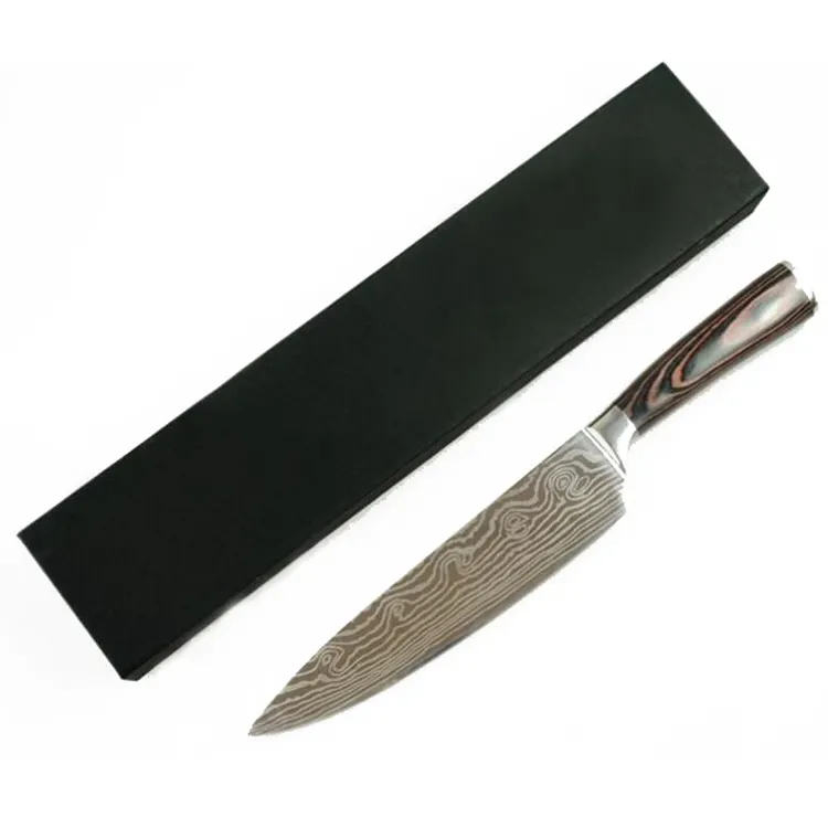 Japanse Type Anti-Roest 8 Inch Damascus Keuken Koksmes Met Pakka Houten Handvat Fabricage Supply