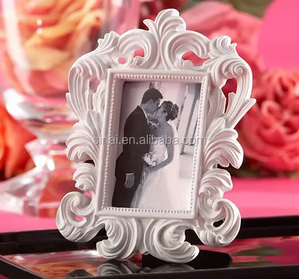 Bella Photo Frame/Regalo Bianco Barocco Elegante di Cerimonia Nuziale Della Resina Photo Frame