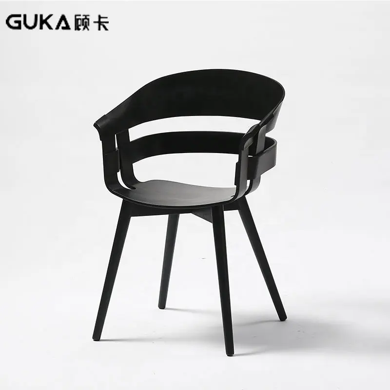 Cadeira de madeira sólida com estilo nórdico, cadeira moderna simples de madeira tecido