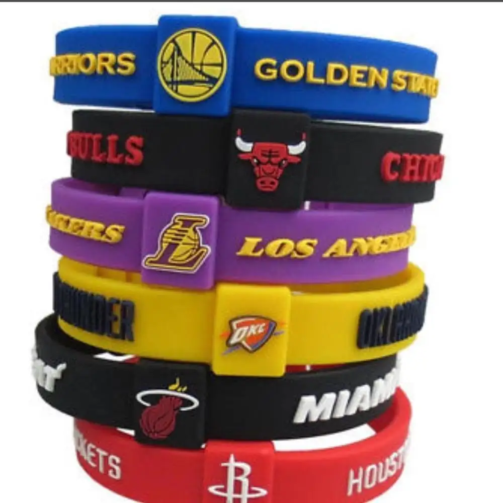 Pulseira de basquete ajustável barata, bracelete de silicone com 31 equipes para equilíbrio de basquete