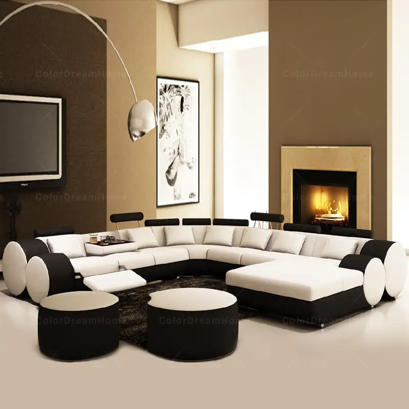 Yeni tasarımlar deri kanepe mobilya modern kanepe oturma odası koltuk takımları