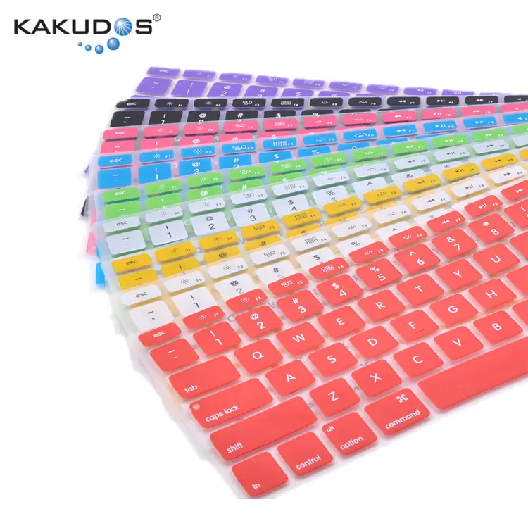 สีปรับแต่งกันน้ำสีแล็ปท็อปแป้นพิมพ์ซิลิโคนผิวคีย์บอร์ดสำหรับ Macbook