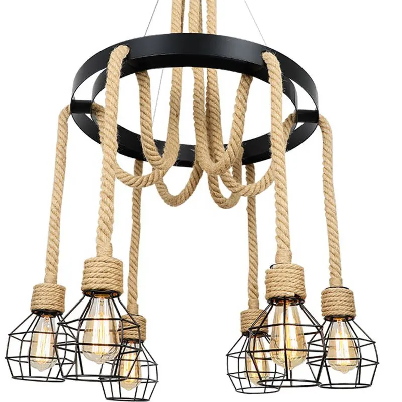 Style industriel Loft Lampe En Fer Forgé Vintage Lampes Suspendues Décoratives De Salon Rétro Pendaison Lumières A Mené La Lumière D'intérieur
