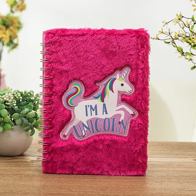 Produttore di nuovo design copertina di libro di feltro libro di carta peluche taccuino personalizzato serie taccuino kawaii taccuino unicorno
