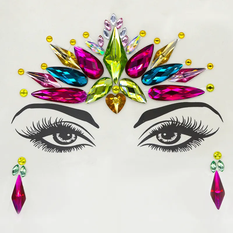 Articoli per feste all'ingrosso Face Jewelry glitter diamond Crystal Sticker per la decorazione