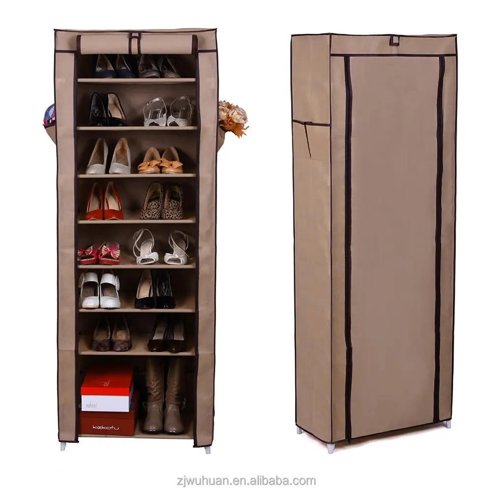 9 estante marrón zapato gabinete de almacenamiento con rollo PANEL