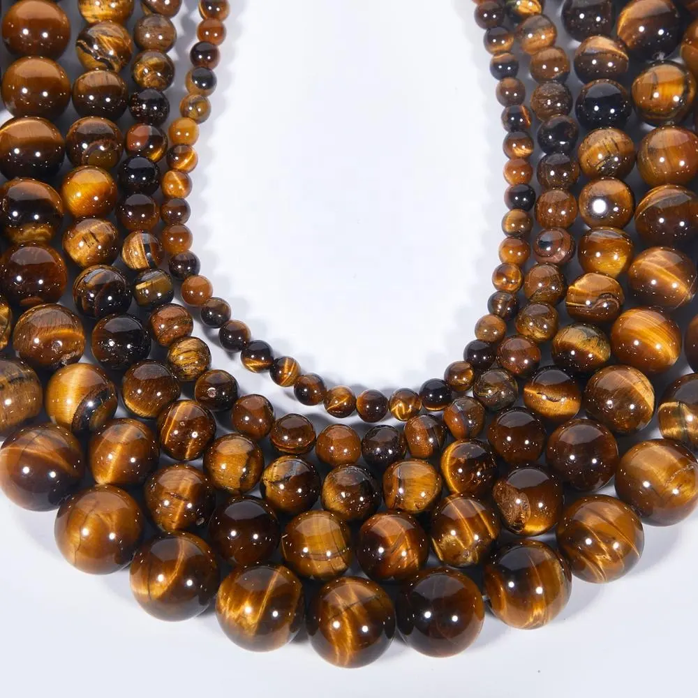 Batu Permata Mata Harimau Kuning Halus Alami Daya Penyembuhan Manik-manik Longgar untuk Pembuatan Perhiasan 4Mm 6Mm 8Mm 10Mm 12Mm 14Mm 16Mm 18Mm