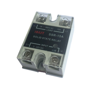 IBEST 15A Single Phase DC 5V 12V 24V <strong>Input</strong> Control AC 220V 380V 480V 660V 660V SSR Solid State Relay