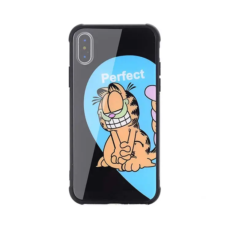 Protector funda de teléfono de vidrio templado móvil con impreso, cubierta de teléfono de dibujos animados de animales lindos para iPhone XS Max Temper Glass Case