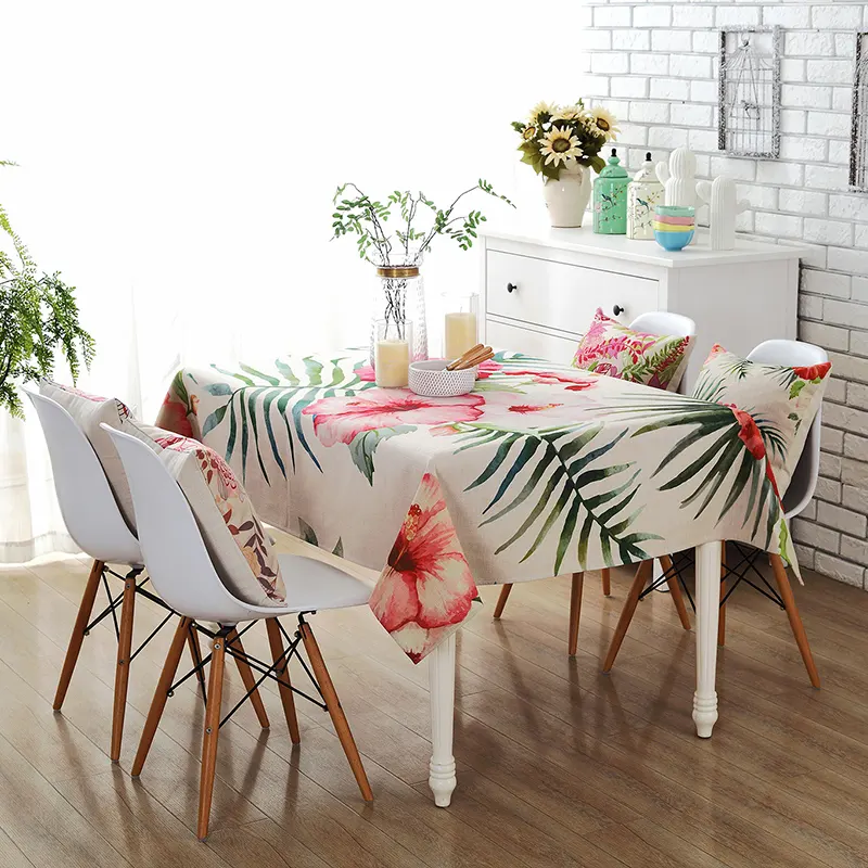 Vendita calda del modello di fiore in tessuto di lino panno di tabella tovaglia per la sala da pranzo