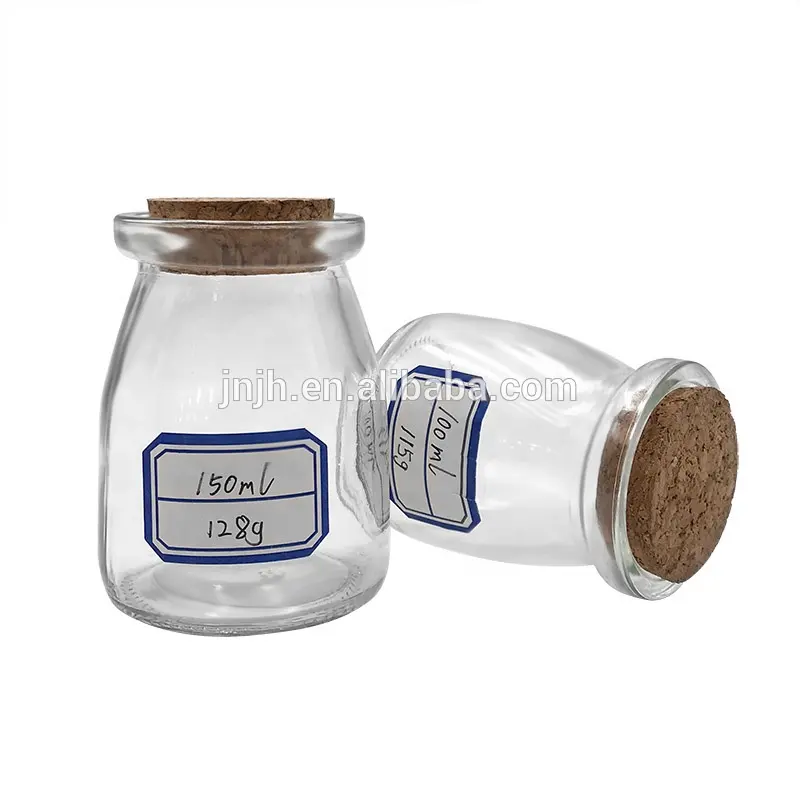 Pudding glass bottle with cork / 100ml-200ml pudding glass bottle with cork / glass bottle with cork lid pudding yogurt jar