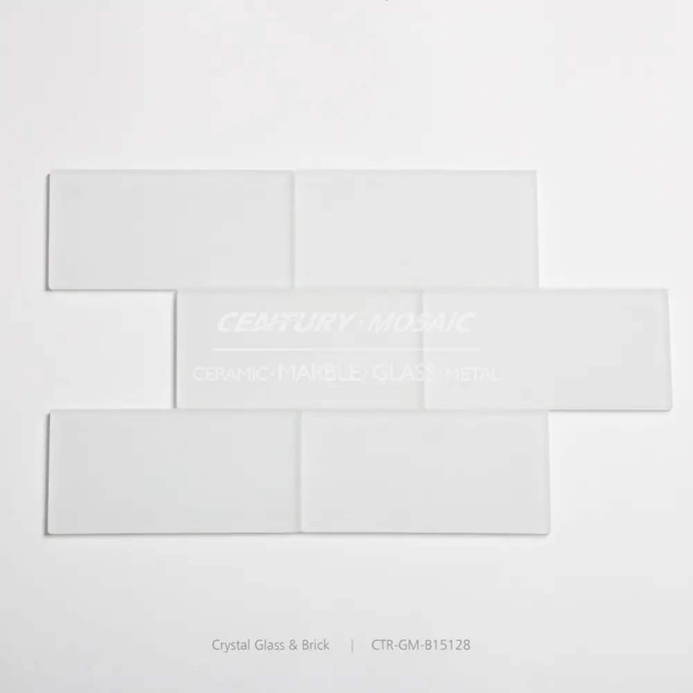 Intemporales blanco puro esmerilado Metro azulejo de vidrio en 3x6 tamaño