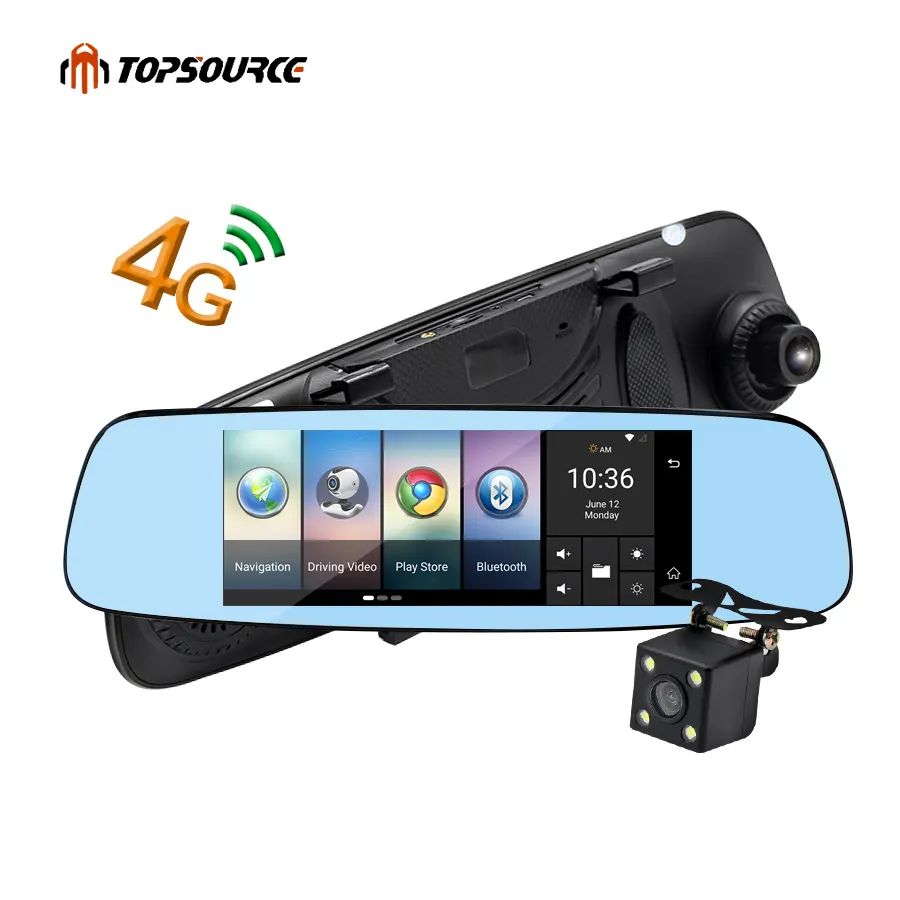 Envío gratuito 4G/3G coche DVR espejo 7 "Android 5,1 GPS cámara grabadora de vídeo trasera espejo DVR cámara y Secretario 16 GB