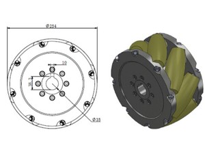 Tải Trọng 1200KG NM254A 10Inch 254Mm Mecanum <span class=keywords><strong>Wheels</strong></span> Phụ Tùng Thiết Bị Xử Lý Vật Liệu - Product Image 3