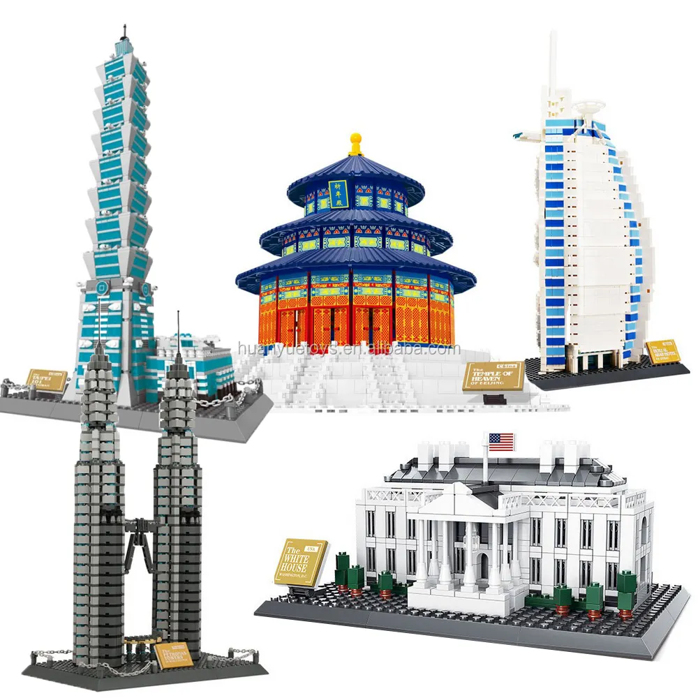 WANGE City Building Classical Architecture Compatible Eiffel Tower taj Mahal Brick Blocks Toy