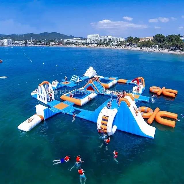 Parc aquatique gonflable géant flottant pour adultes, monde aquatique commerciale, pour la mer et le lac