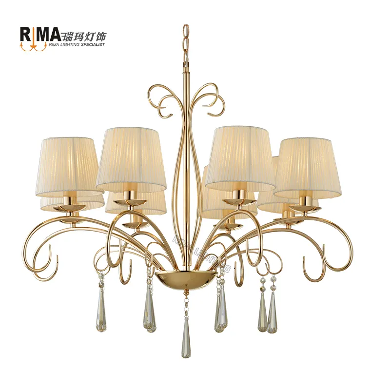 RIMA iluminación moderna estilo francés oro tela de araña de cristal colgante luz Cocina
