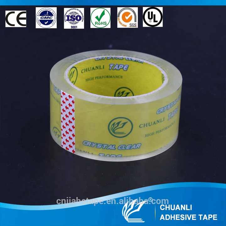 Pabrik Langsung Menjual Grosir BOPP Kristal Kuning Super Jelas Karton Penyegelan Pita