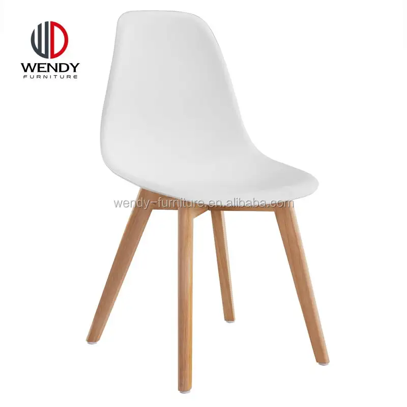 Silla de plástico blanca con patas de madera y Goma, diseño francés, gran oferta, nuevo, 2021