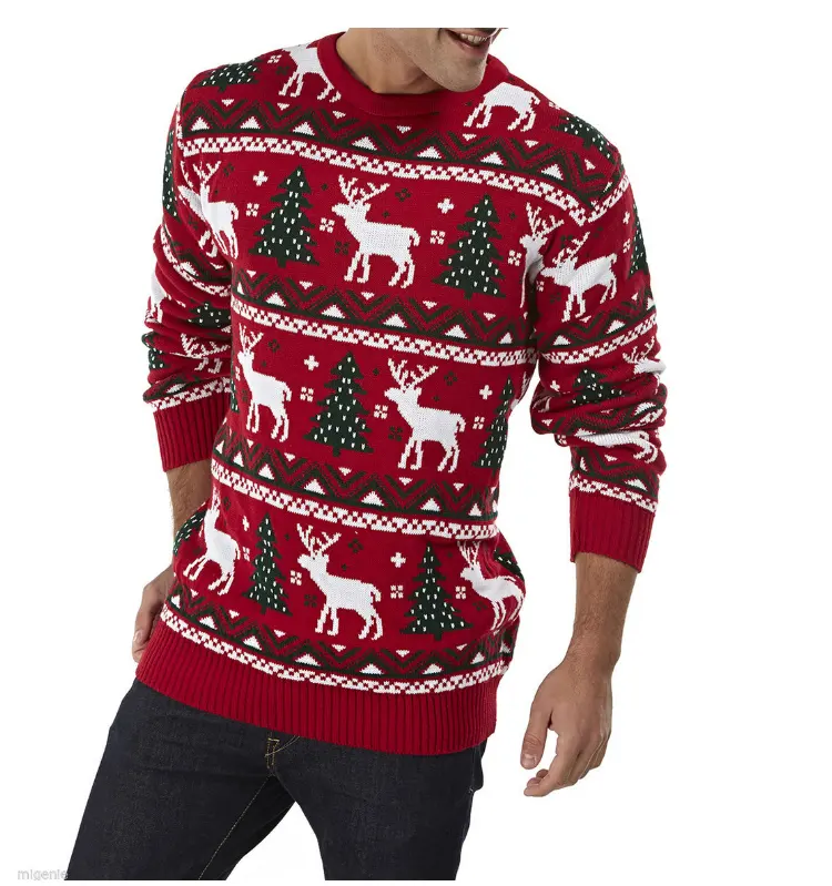 OEM/ODM-suéter navideño con diseño de árbol y ciervo